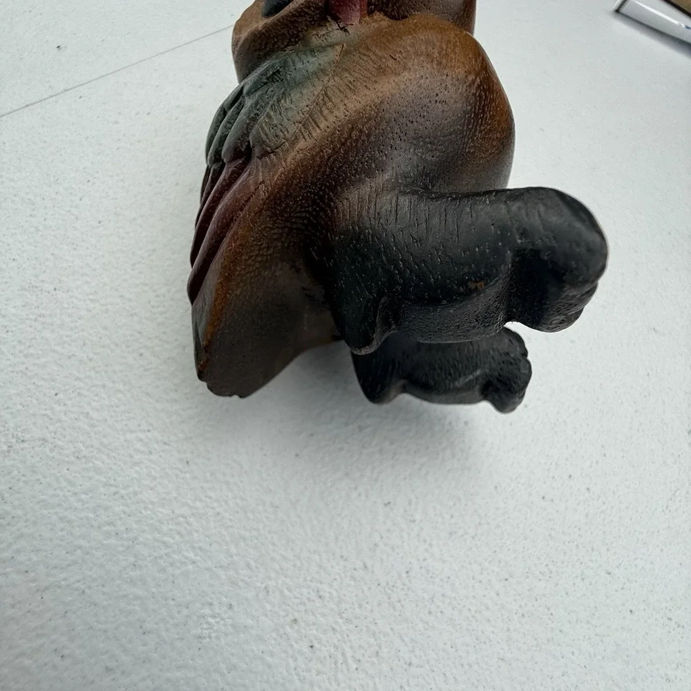 Vintage Folk Art Hand Carved Painted Wood Bird Owl‎ Figurine Primitive 7
